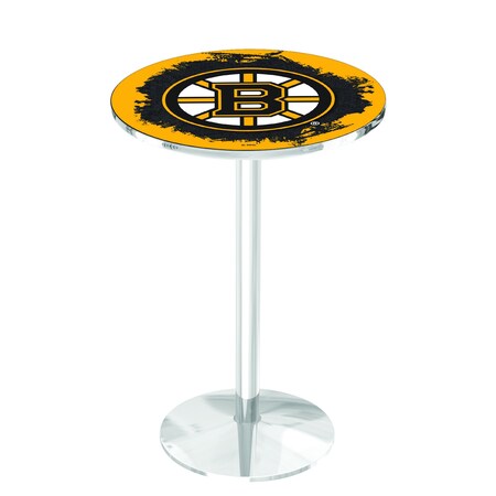 Holland Bar Stool Co 36" Chrome Boston Bruins Pub Table L214C3628BosBru